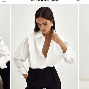 Commense Elegant White Button Down Shirt